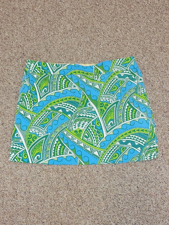 Loudmouth Pants - Loudmouth Ladies Aqua & Lime Printed Mini Skort sz 14 golf coastal grandma